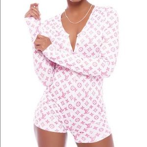 COPY - Designer Print Onesie White & Pink